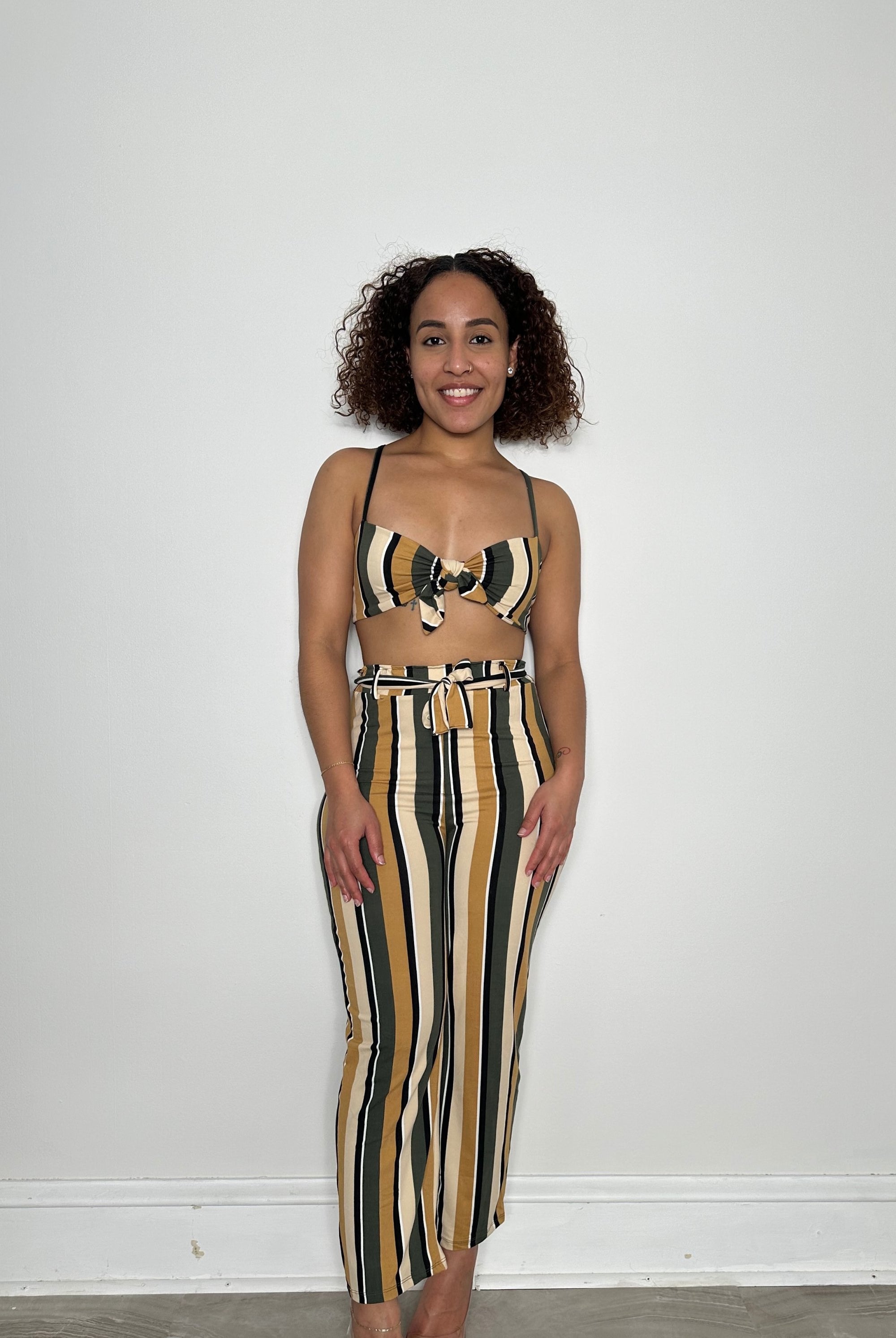 two piece stripe matching set