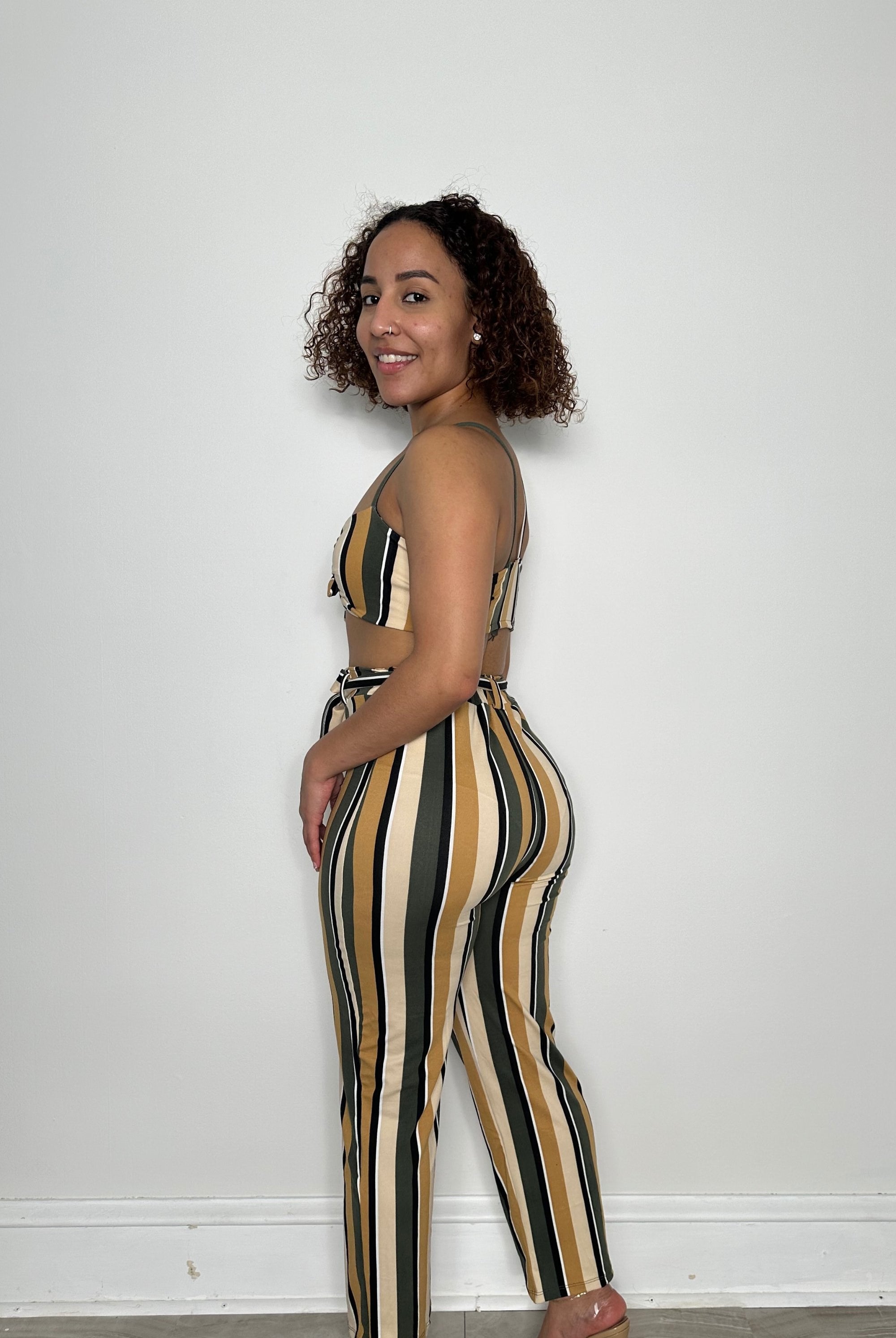 two piece stripe matching set