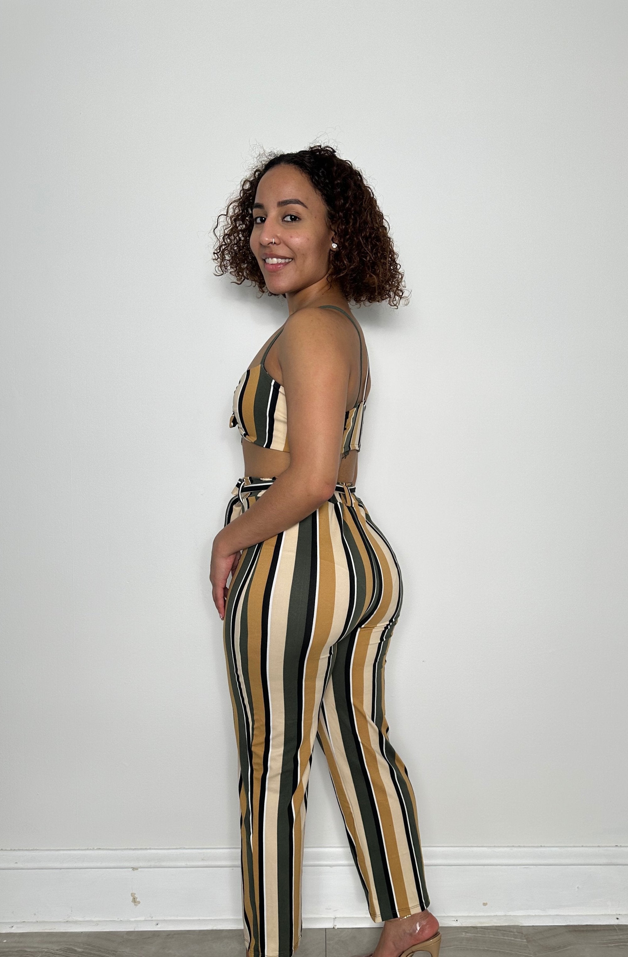 two piece stripe matching set
