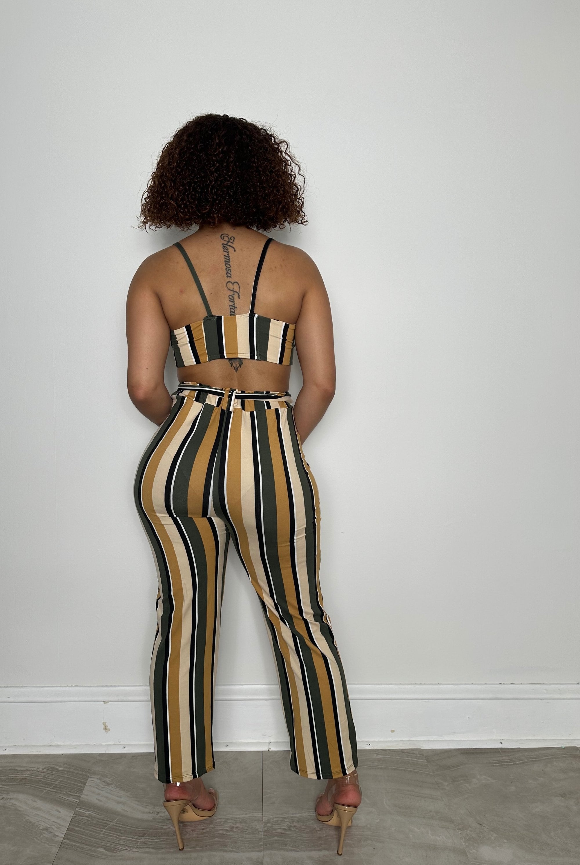 two piece stripe matching set