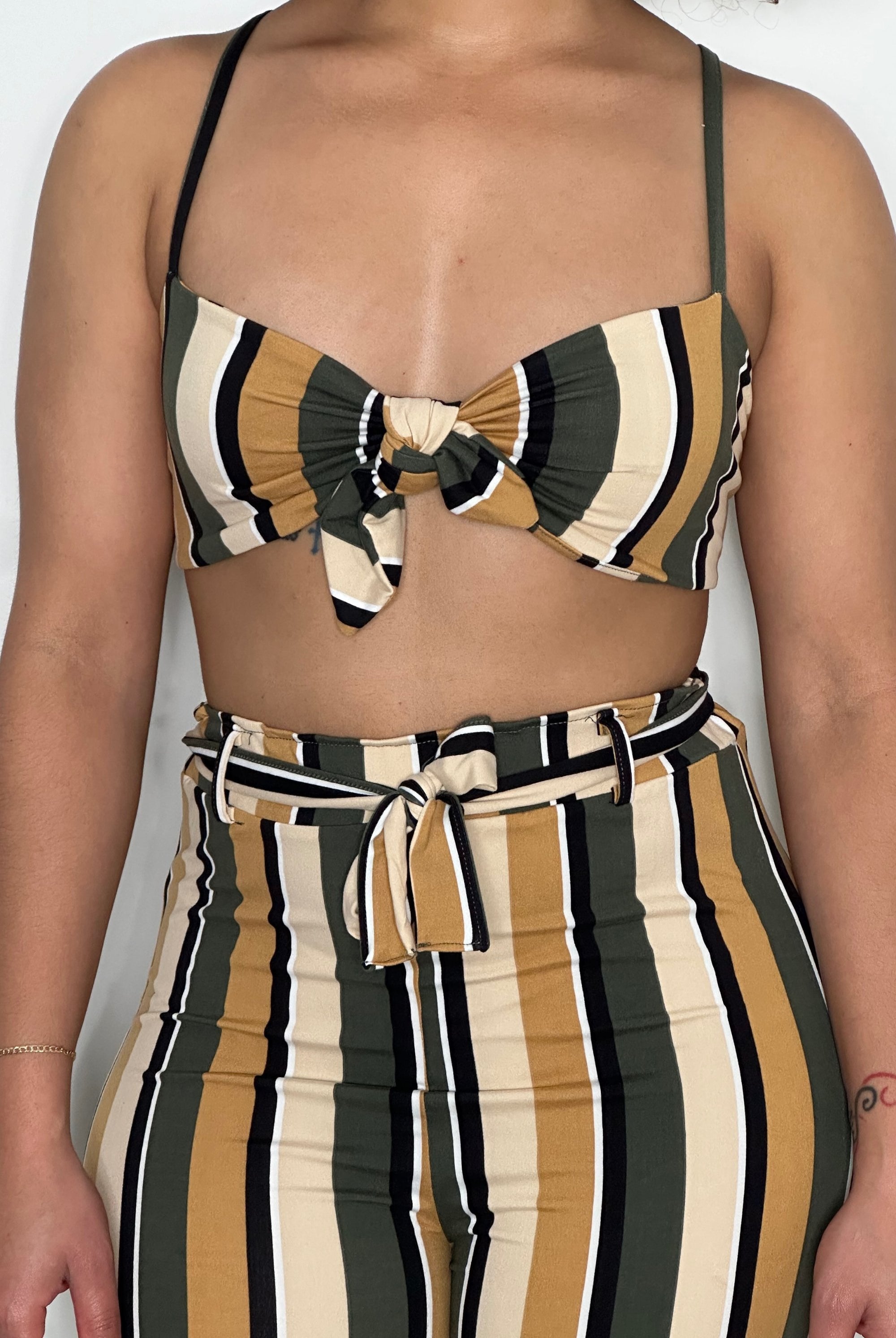 two piece stripe matching set