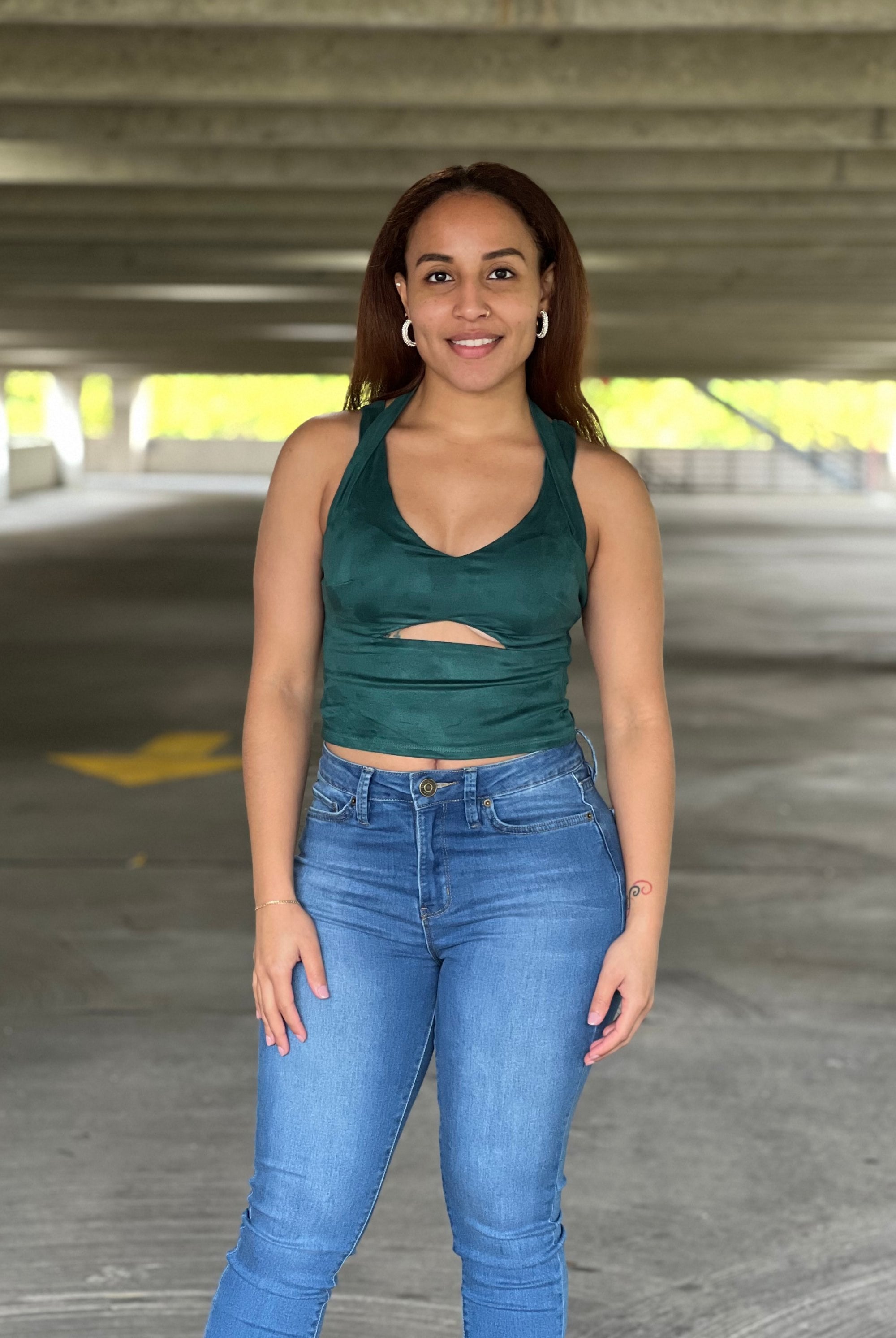 suede crop top