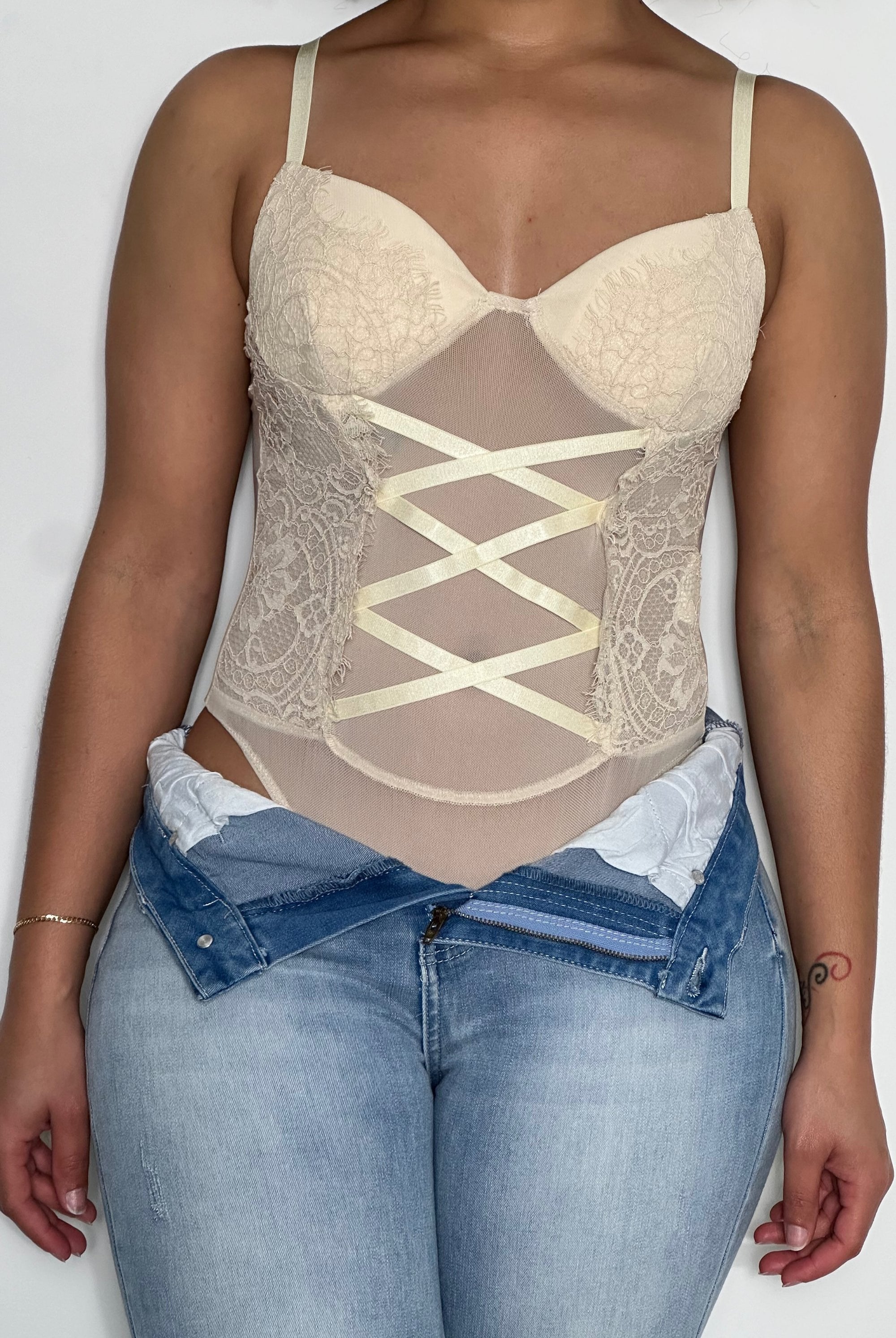 Lace Up Trim Bodysuit