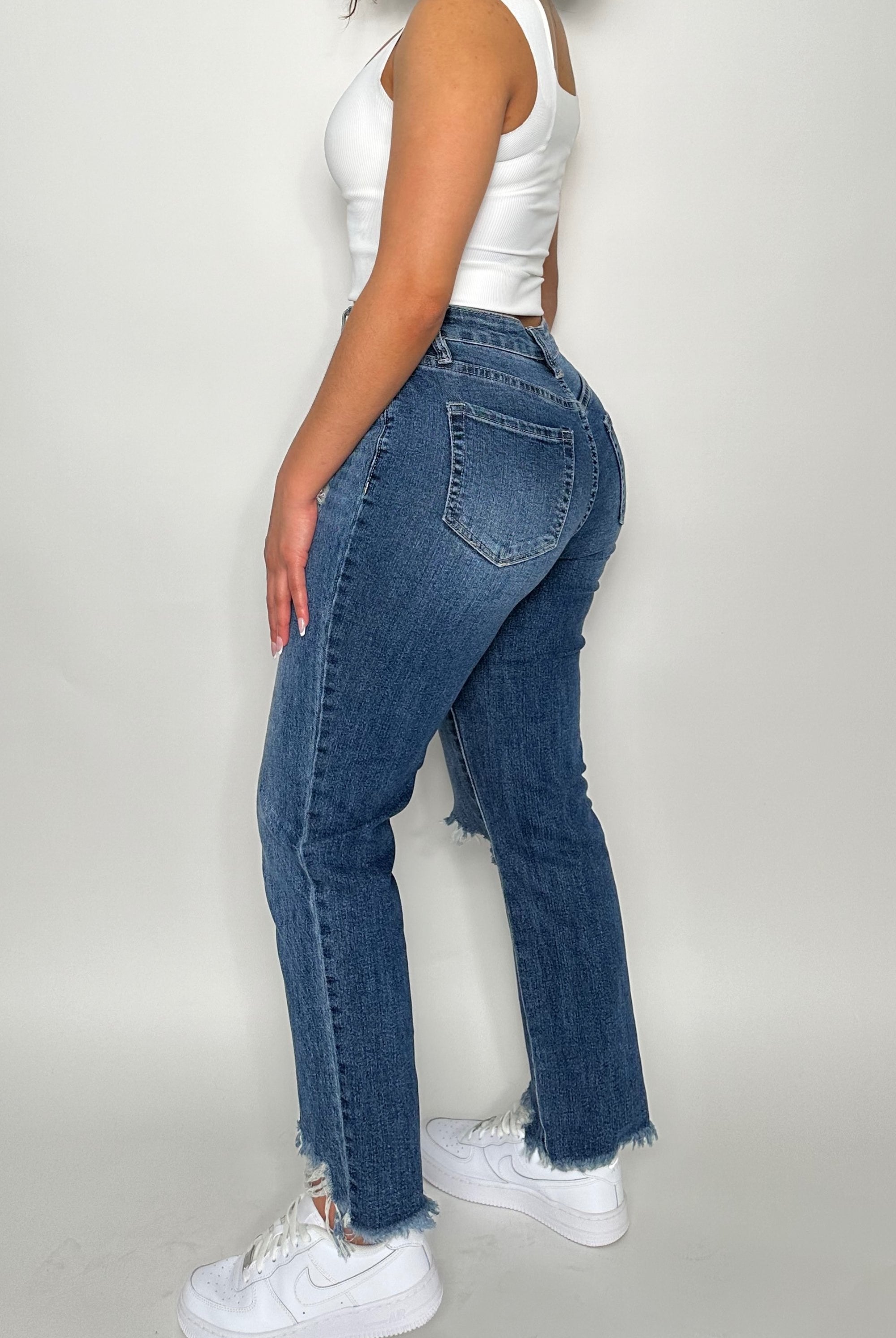 NatxCustomStyle Jeans  | Relaxed Jean | Frayed Slim Straight Jean