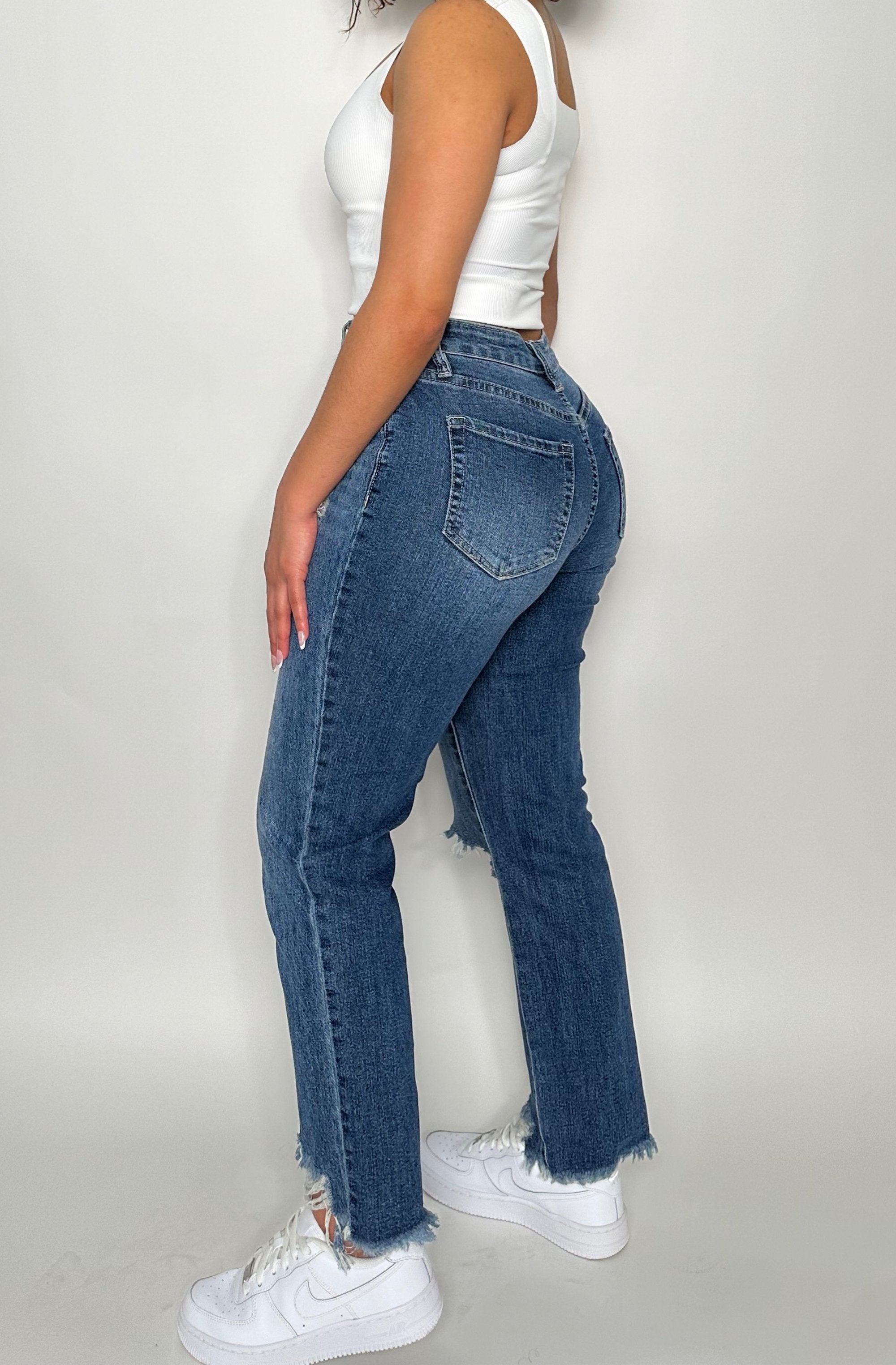 NatxCustomStyle Jeans  | Relaxed Jean | Frayed Slim Straight Jean