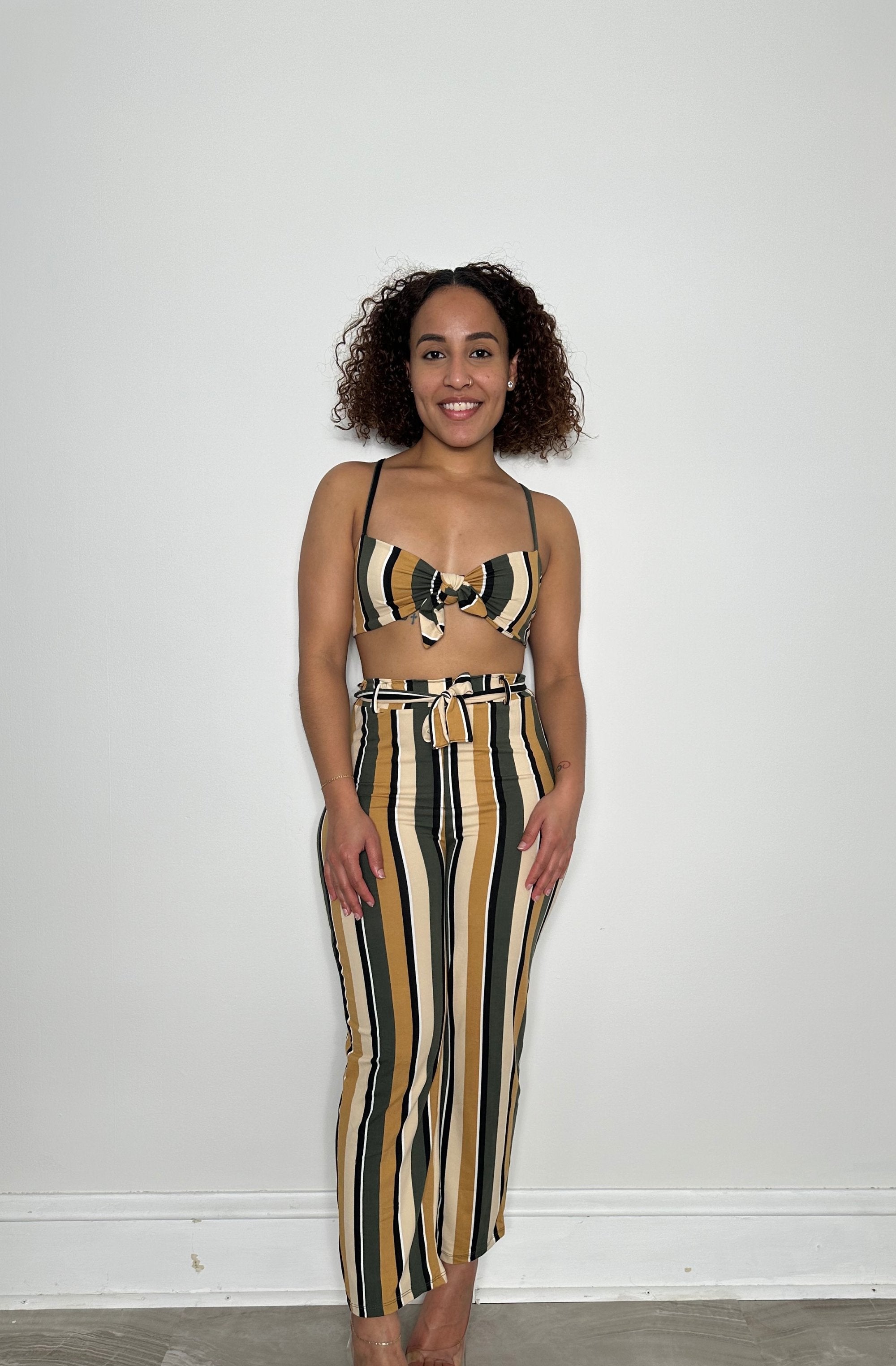 two piece stripe matching set