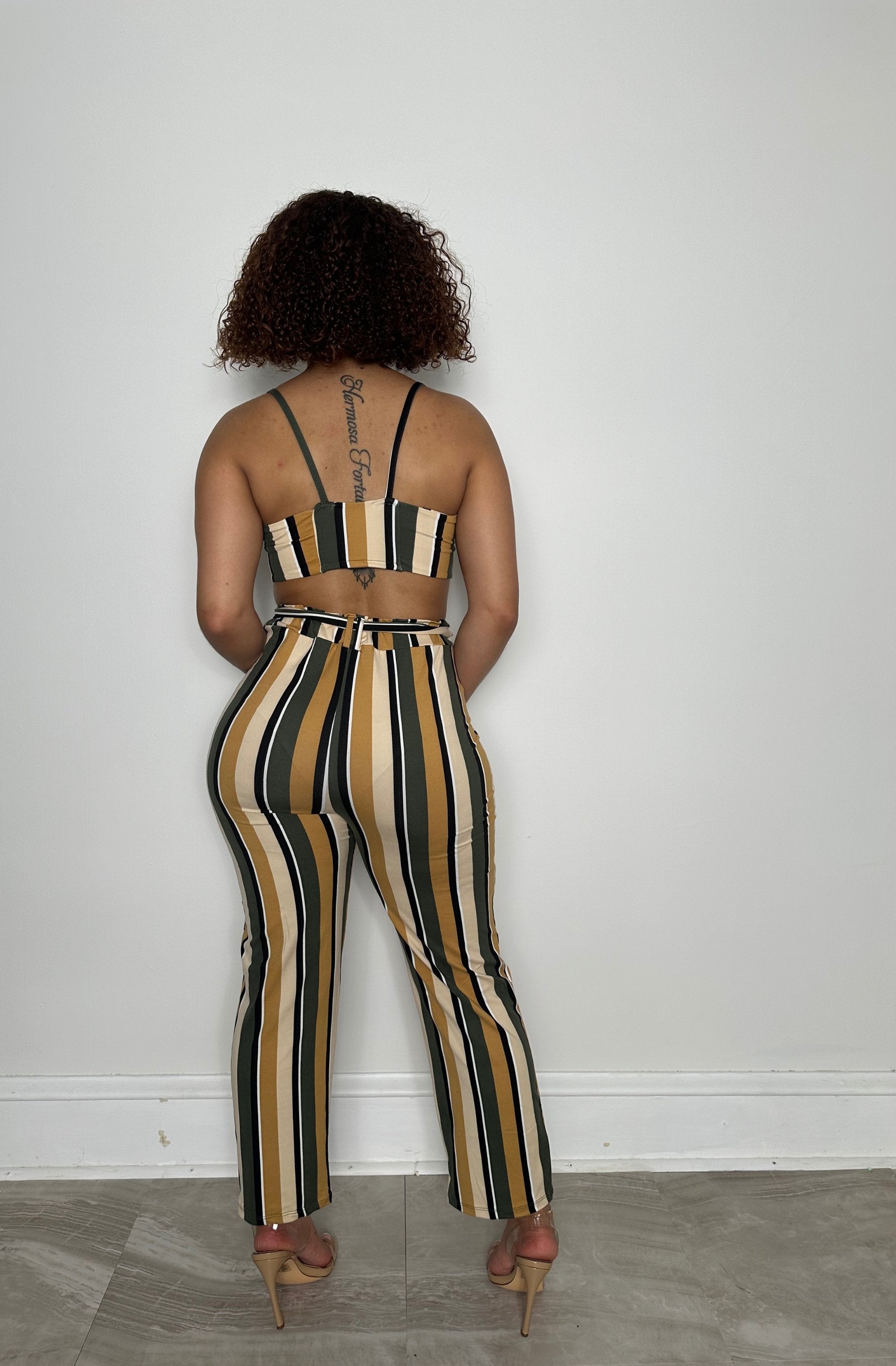 two piece stripe matching set