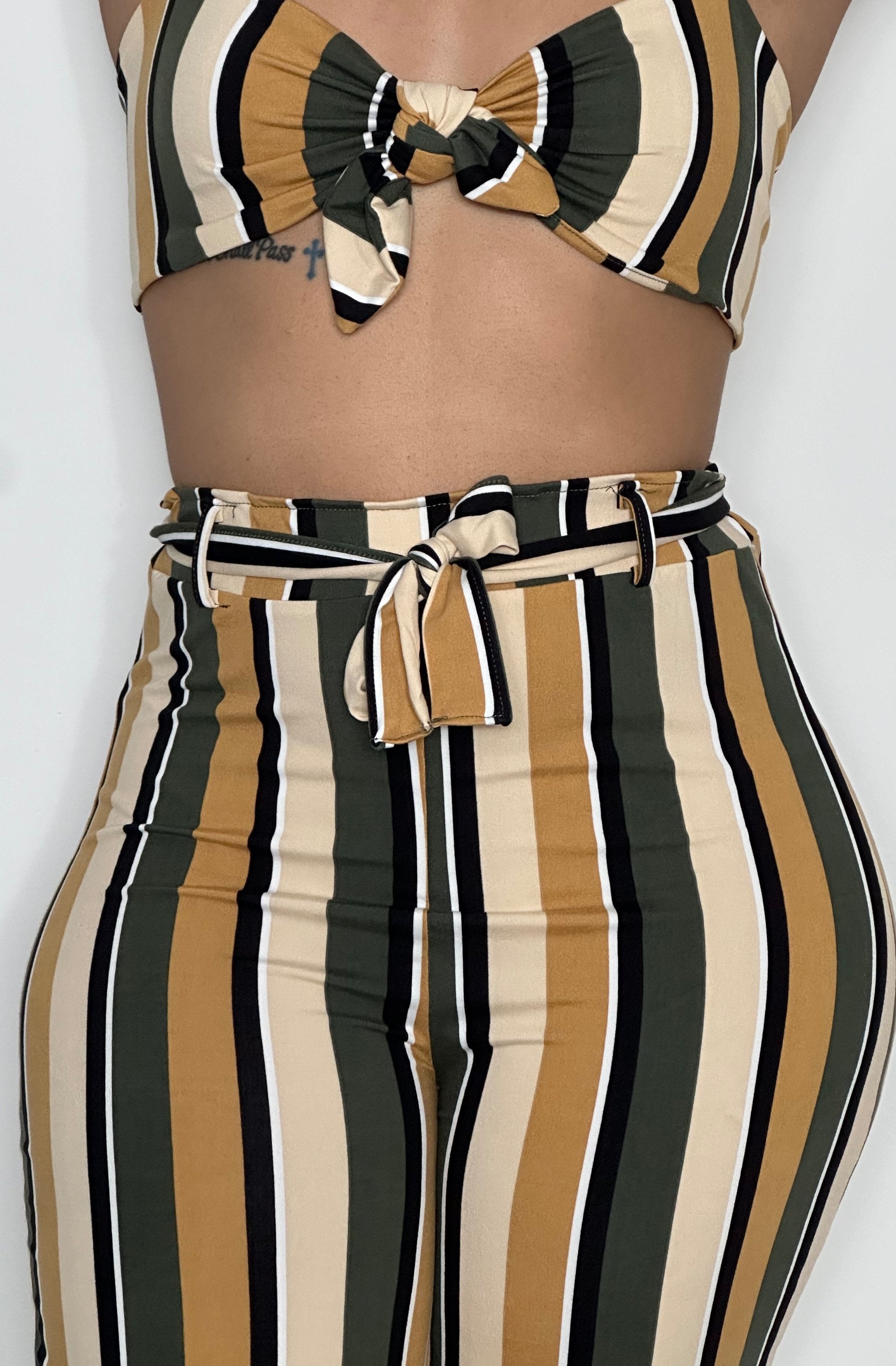 two piece stripe matching set