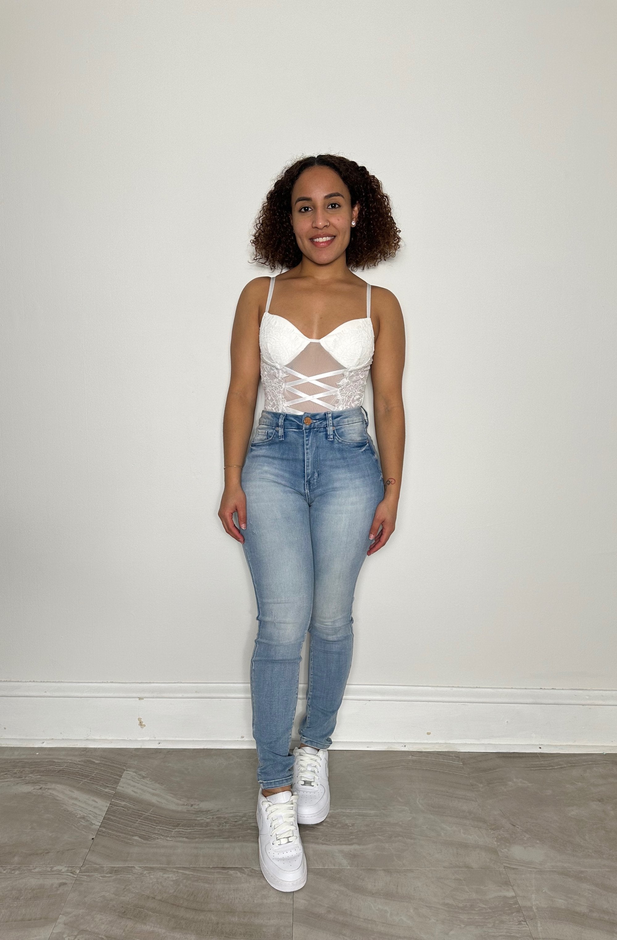 Lace Up Trim Bodysuit